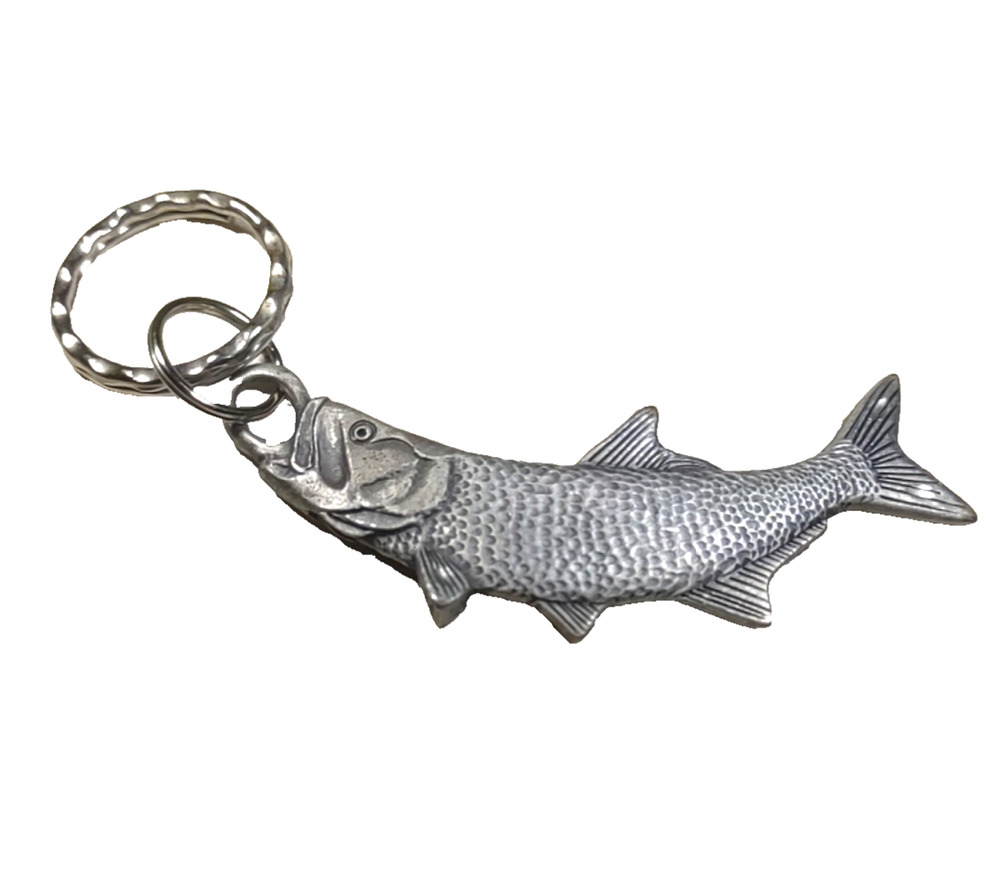 Bass Fish Pewter Keychain Fathers Day Gift